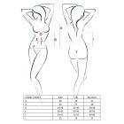 Корсет з пажами Passion JOLENE CORSET L/XL, black, трусики, напіввідчинені груди, напівпрозорий