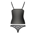 Комплект білизни MELISSA SET black L/XL - Passion: ліф-сорочка зі шнурівкою і трусики
