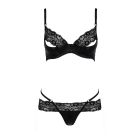 Комплект білизни Passion Exclusive NORTH SET S/M, black, ліф и трусики з елементами під латекс
