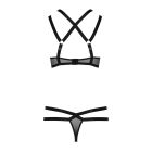 Комплект білизни Passion Exclusive HAGAR SET L/XL, black, стрепи трусики та ліф