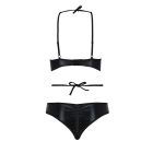 Комплект білизни Passion NAVEL SET black XXL/XXXL Black, трусики, ліф, мереживні та латексні вставки