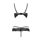Комплект білизни зі стреп Passion SARIA SET S/M Black, відкритий доступ, відкрита чашка, мереживо