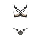 Комплект белья Passion Exclusive VALERY SET OpenBra L/XL, black, стрепи, трусики, открытый лиф