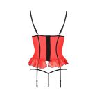Корсет з відкритими грудьми CHERRY CORSET red L/XL - Passion Exclusive, трусики, пажі, стрепи, оборк