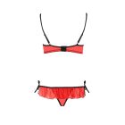 Комплект білизни CHERRY SET OpenBra red XXL/XXXL - Passion Exclusive: відкритий ліф, трусики-спіднич