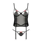 (SALE) Корсет з пажами PERDITA CORSET black XXL/XXXL - Passion Exclusive стрепи, трусики, укорочений