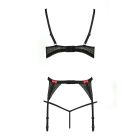 Комплект білизни PERDITA SET black S/M - Passion Exclusive: стрепи: ліф, стрінги і пояс для панчох