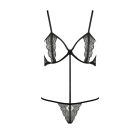 Комплект білизни QUENTRIS BIKINI black S/M - Passion Exclusive, стрінги і напіввідкритий ліф