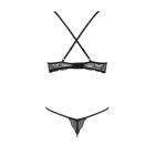 Комплект білизни QUENTRIS BIKINI black S/M - Passion Exclusive, стрінги і напіввідкритий ліф