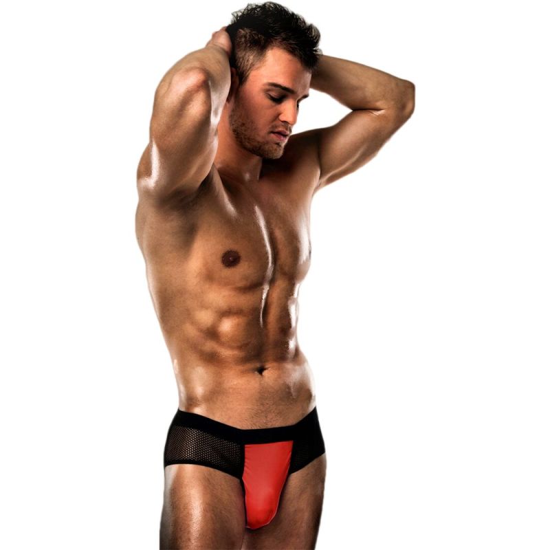 Чоловічі трусики з червоним гульфіком Passion 007 THONG red L/XL