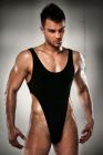 Распродажа!!! Мужской боди с высоким вырезом бедра Passion 010 BODY black XXL/XXXL