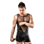 Комплект білизни Passion 016 SET black XXL/XXXL, шортики під латекс і напівпрозора маєчка