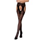Еротичні колготки-бодістокінг Passion S017 black, імітація ажурних панчох та пояса