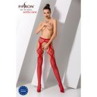 Еротичні колготки-бодістокінг Passion S023 red, імітація панчох із сексі ромбами та пояском