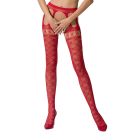 Еротичні колготки-бодістокінг Passion S025 red, імітація ажурних панчох з пояском