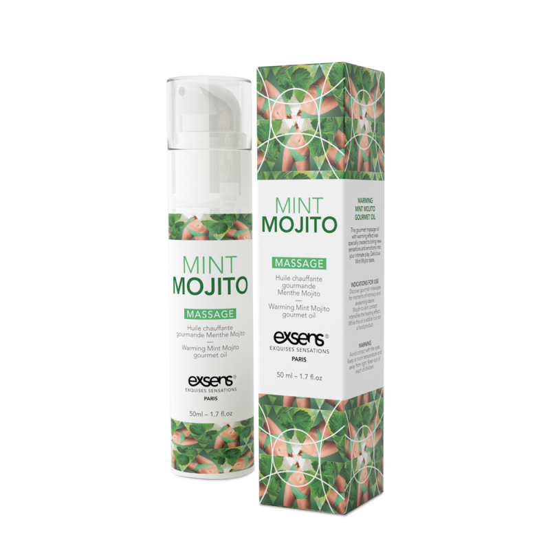 Масажна олія EXSENS Mojito 50мл розігріває, без цукру, без парабенів, їстівна