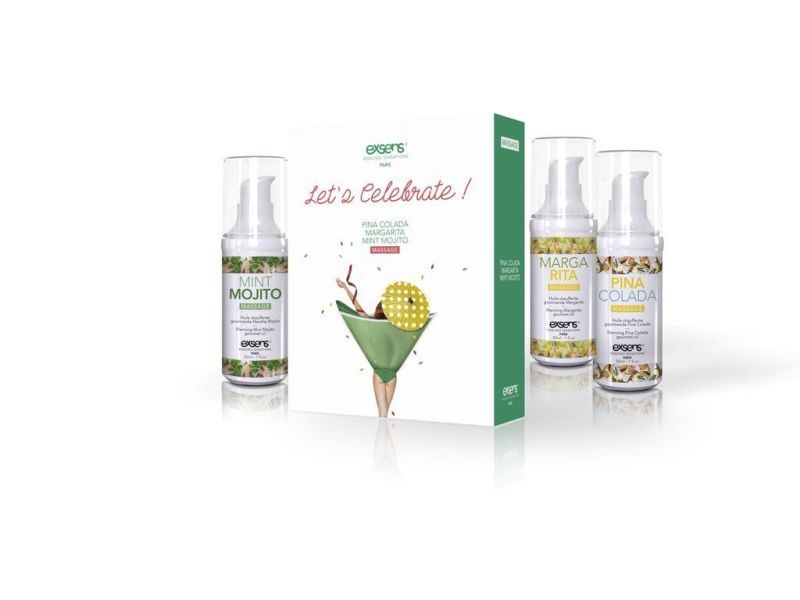 Розпродаж!!! Набір зігріваючих масажних олій EXSENS Lets Celebrate (3х30 мл) (термін 09.2023)