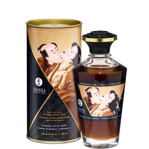 Разогревающее масло Shunga Aphrodisiac Warming Oil – Creamy Love Latte (100 мл) без сахара, вкусное
