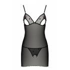 Сорочка з вирізами на грудях, стрінги Passion LOVELIA CHEMISE L/XL, black