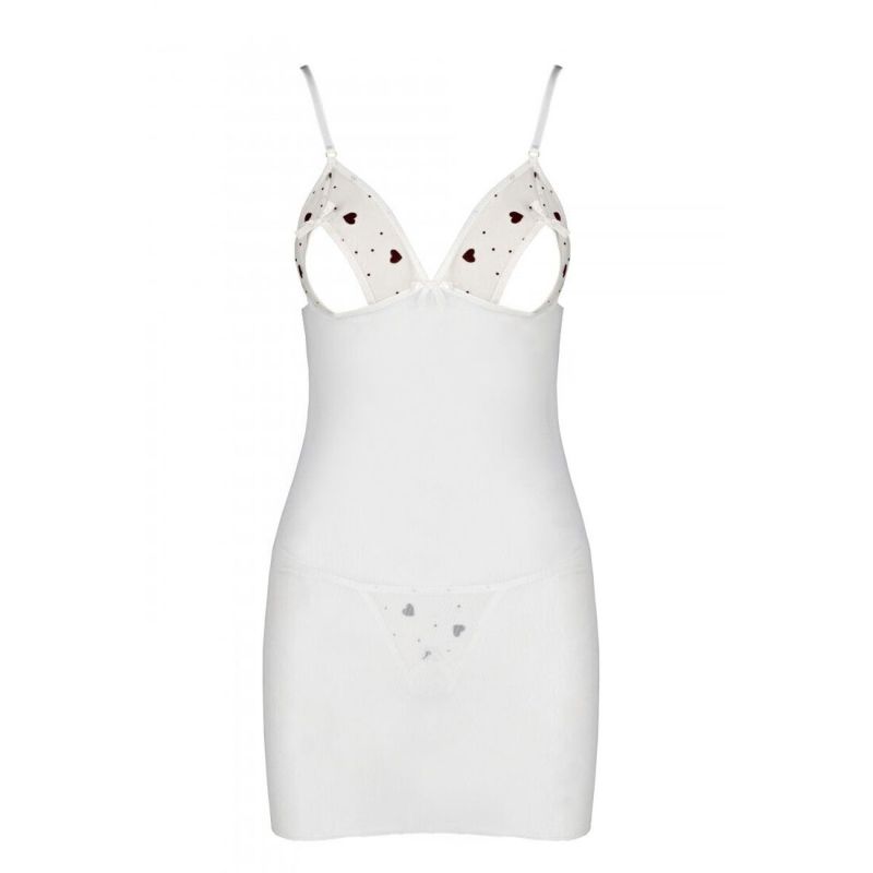 Сорочка з вирізами на грудях + стринги LOVELIA CHEMISE white XXL/XXXL - Passion