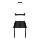 Комплект з еко-шкіри імітація шнурівки Passion NANCY SET XXL/XXXL black топ трусики пояс для панчіх