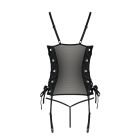 Сітчастий корсет з екошкіри, з люверсами та знімними пажами Malwia Corset black XXL/XXXL — Passion, 
