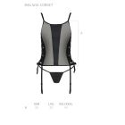 Сітчастий корсет з екошкіри, з люверсами та знімними пажами Malwia Corset black XXL/XXXL — Passion, 