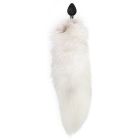 Силіконова анальна пробка з хвостом із натурального хутра Art of Sex size M White fox