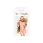 Боди Penthouse Scandalous S/L Red, большая сетка, высокий воротник, длинные рукава