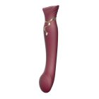 Смартвібратор 3в1 Zalo — Queen Wine Red, пульсівна перлина та вакуум, кристал Swarovski