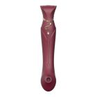Смартвібратор 3в1 Zalo — Queen Wine Red, пульсівна перлина та вакуум, кристал Swarovski