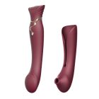 Смартвібратор 3в1 Zalo — Queen Wine Red, пульсівна перлина та вакуум, кристал Swarovski