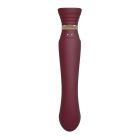 Смартвібратор 3в1 Zalo — Queen Wine Red, пульсівна перлина та вакуум, кристал Swarovski