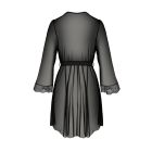 Пеньюар Passion Amberly Peignoir 6XL/7XL black, ажурні декольте та манжети, широкі рукави