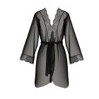 Пеньюар Passion Amberly Peignoir 6XL/7XL black, ажурні декольте та манжети, широкі рукави