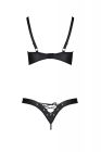 Комплект з екошкіри CELINE BIKINI 6XL/7XL — Passion: відкритий бра зі стрічками, стрінги зі шнурів