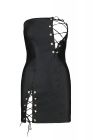 Мінісукня з екошкіри CELINE CHEMISE black 4XL/5XL — Passion: шнурівка, трусики в комплекті