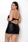 Мінісукня з екошкіри CELINE CHEMISE black 4XL/5XL — Passion: шнурівка, трусики в комплекті
