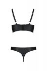Комплект з екошкіри з люверсами та ремінцями Malwia Bikini black 4XL/5XL — Passion, бра та трусики