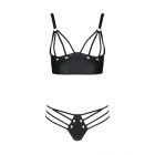 Комплект з екошкіри Passion Malwia Bikini 6XL/7XL black, з люверсами та ремінцями, бра, трусики