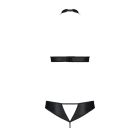 Комплект із екошкіри Passion Malwia Set with Open Bra 6XL/7XL black, топ та трусики з люверсами