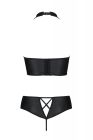 Комплект з еко-шкіри Nancy Bikini black 6XL/7XL - Passion, бра та трусики з імітацією шнурівки