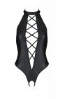 Боді з еко-шкіри з імітацією шнурівки та відкритим доступом Nancy Body black 4XL/5XL - Passion