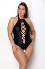Боді з еко-шкіри з імітацією шнурівки та відкритим доступом Nancy Body black 6XL/7XL - Passion