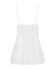 Сатиновий пеньюар із мереживом Obsessive 810-BAB-2 babydoll & thong S/M, білий, пеньюар, танга