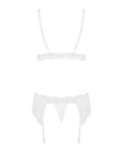 Мереживний комплект білизни Obsessive 810-SEG-1 L/XL White, бюстгальтер, стрінги, пояс для панчіх