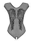 Бодістокінг із великої сітки з мереживом Obsessive B112 teddy S/M/L, чорний, з доступом