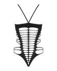 Бодістокінг із поперечними вирізами Obsessive B122 teddy S/M/L, чорний