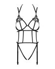 Боді зі стреп із доступом Obsessive Badossa crotchless teddy L/XL, чорний