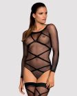 Бодістокінг Obsessive Bodystocking G320 S/M/L, панчохи, боді, декор у вигляді ліній